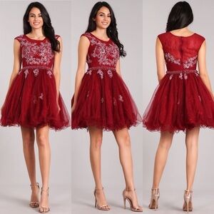 MY Fashion 1825 Burgundy Dress
